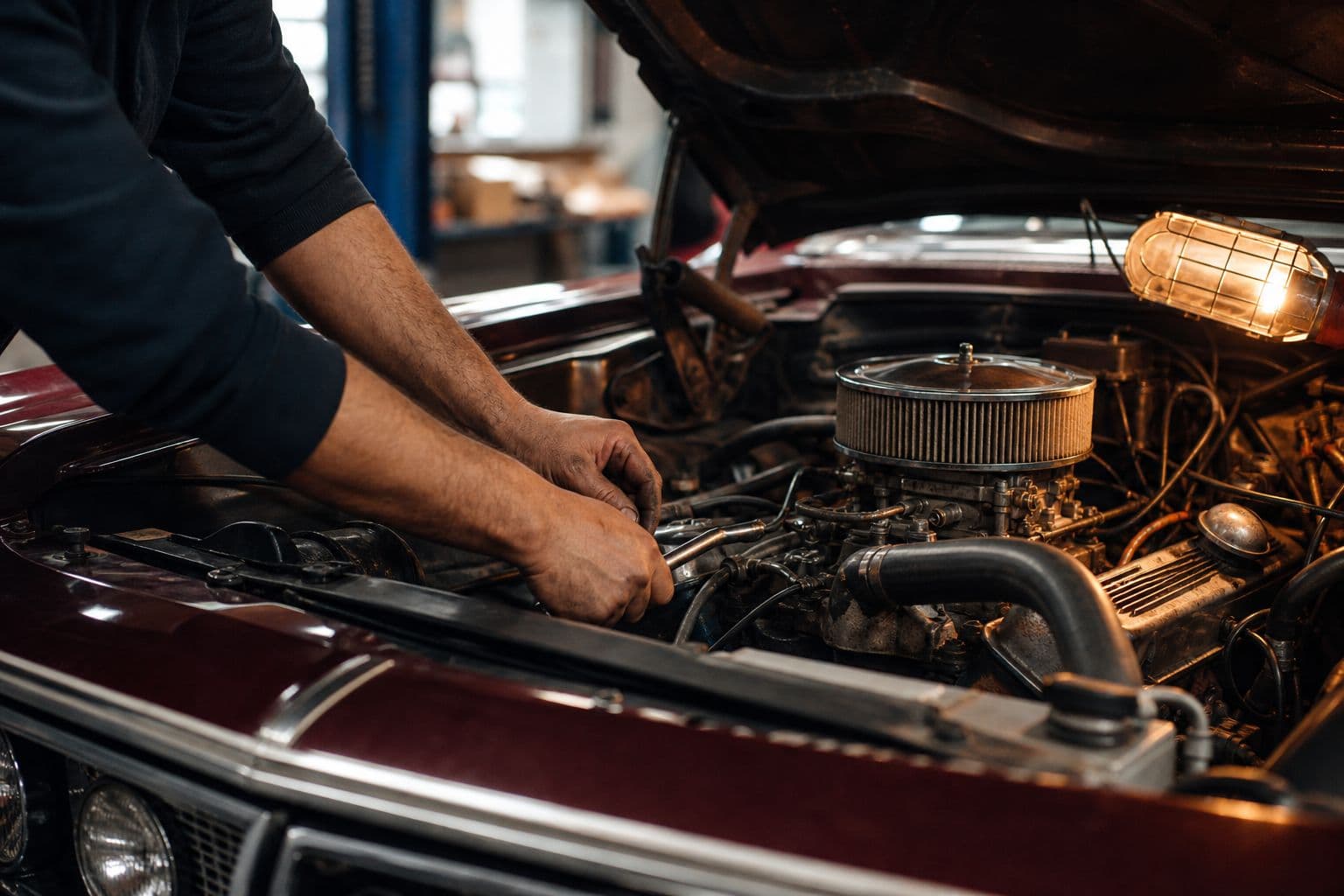 Working under the hood at the shop